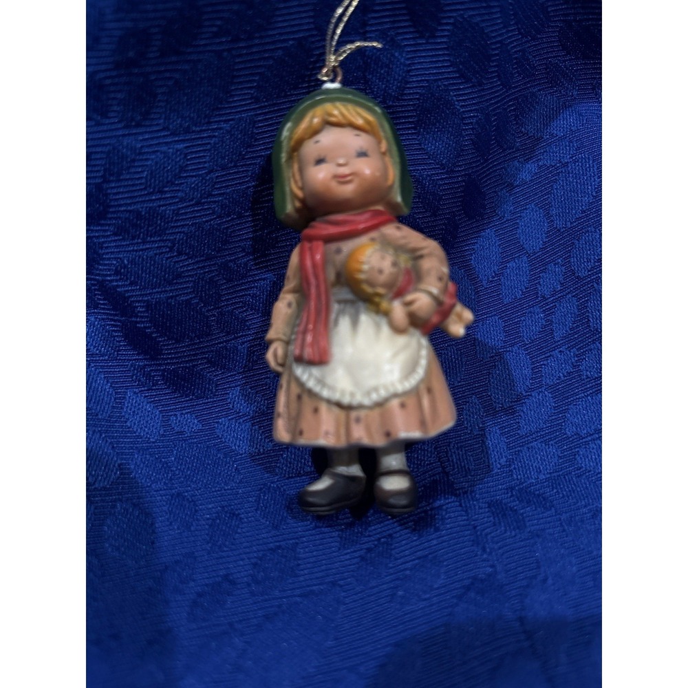 Vintage Hummel Style Girl With Basket Ornament - 4in Tall, Made In Hong Kong